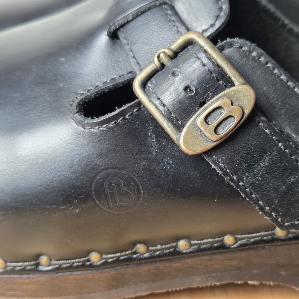 Berkemann Original Toeffler Black Calfskin Wooden Clogs Sz 12 Comfort‎ Slip On - Picture 3 of 11